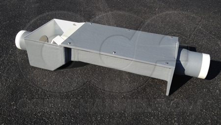 fiberglass H flume with bolt down cover over the approach section