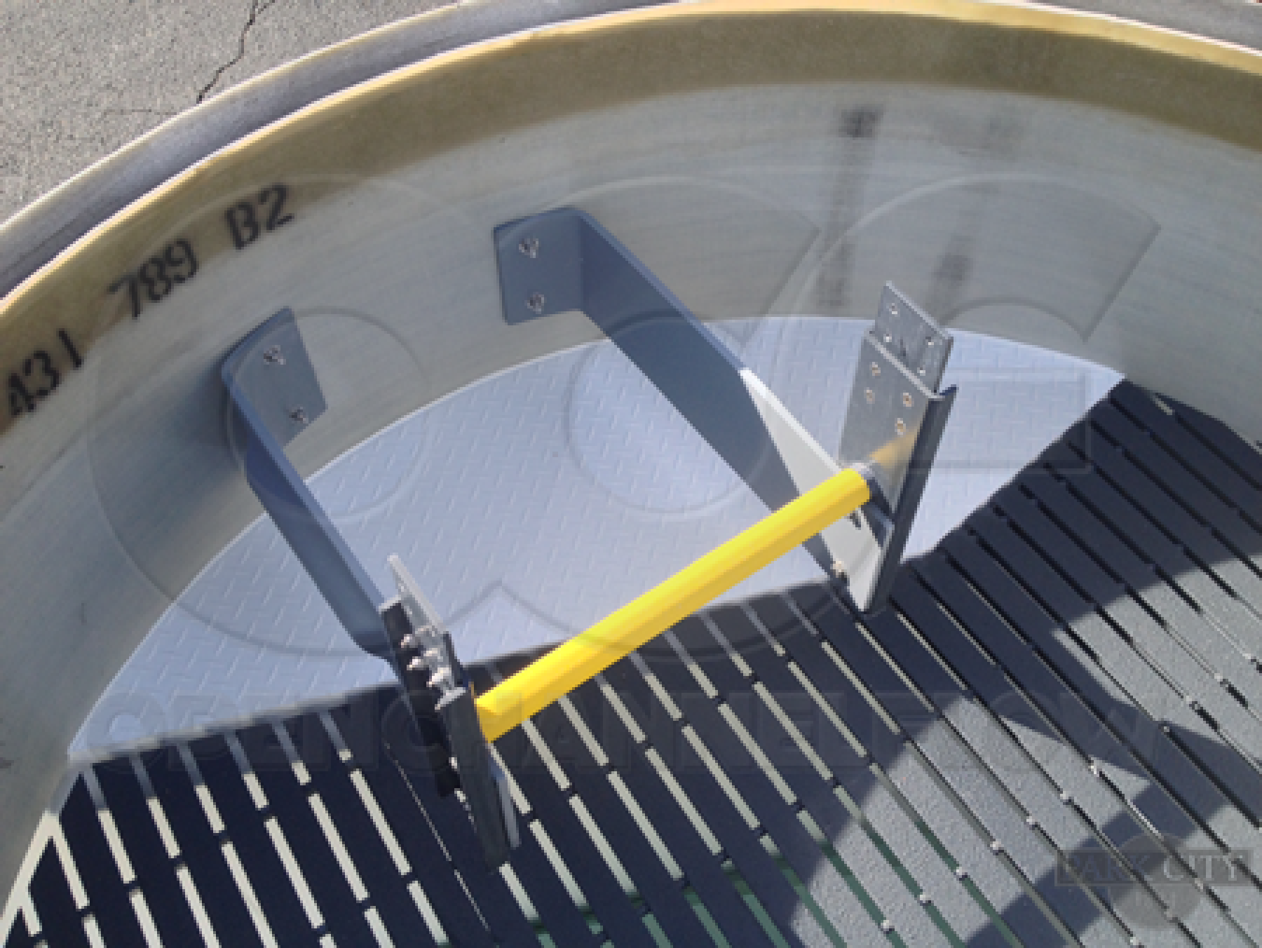 Fiberglass manhole bench / shoulder / surround in a packaged metering manhole