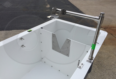 custom weir box with an ultrasonic mounting bracket - probe clips - and sample tube