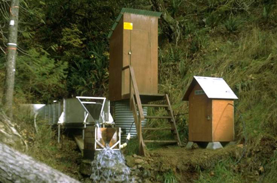 elevated metal h flume measuring the HJ Andrews Experiment Forest