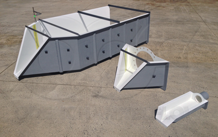 3' H, 2' H, and 0.4' HS-Flumes with Approach Sections, Inlet Bulkhead, and Pipe Stubs