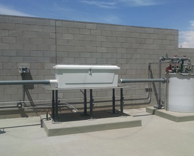 above ground fiberglass enclosure used to measure industrial effluent