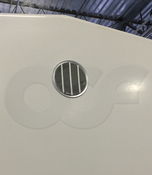 fixed ventilation louver mounted on a fiberglass equipment shelter from Openchannelflow