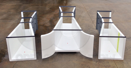 Fiberglass Parshall Flumes capable of one-to-one replacement of Free Flow Fiberglass Flumes
