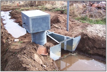 galvanized steel wing walls on a water rights irrigation Parshall flume