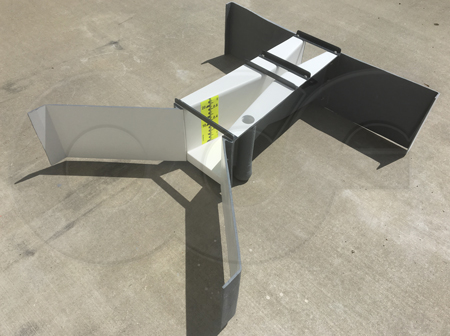 bolt-on inlet and outlet wing walls on a fiberglass 2-inch parshall flume