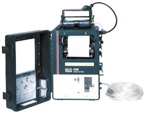 ISCO 4230 Bubbler Flow Meter suitable for use with Flumes and Weirs - note the flexible vinyl Bubbler line