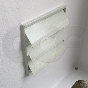 manual vent mounted in a fiberglass equipment shelter manufactured by Openchannelflow