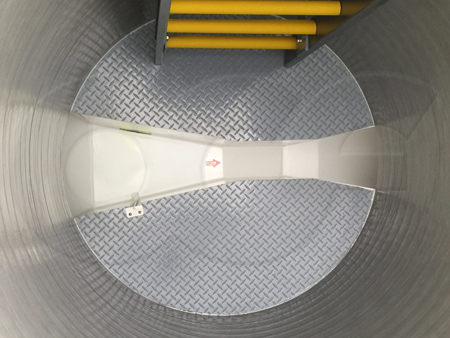 fiberglass Packaged Metering Manhole with integral Parshall flume and manhole bench