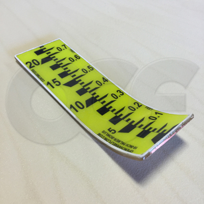 retrofit free standing fiberglass staff gauge for measuring level in a Palmer Bowlus flume