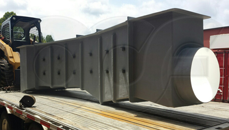 12-inch fiberglass Parshall flume with end adapters and pipet stubs