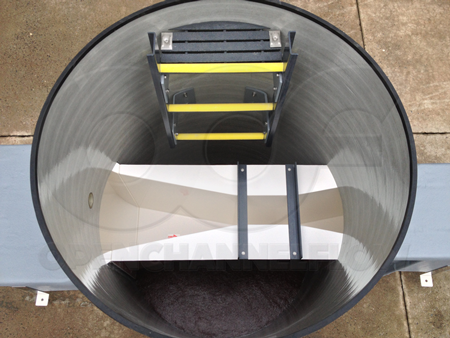 fiberglass ladder in Parshall Flume Flow Metering Manhole