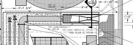 field formed pipe to parshall flume transition - plan view