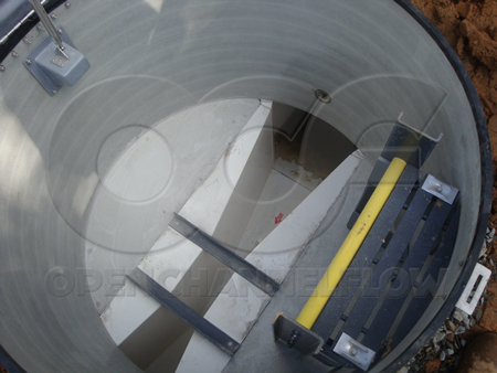 poured bench inside a fiberglass Packaged Metering Manhole