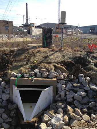 bioretention monitoring h flume installation