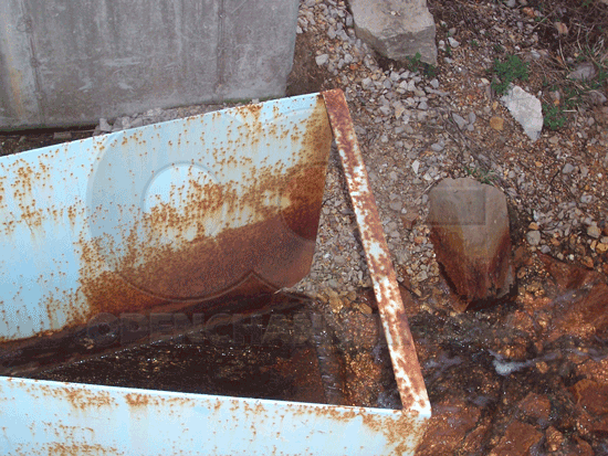 Rusted Painted Steel Parshall Flume Discharge