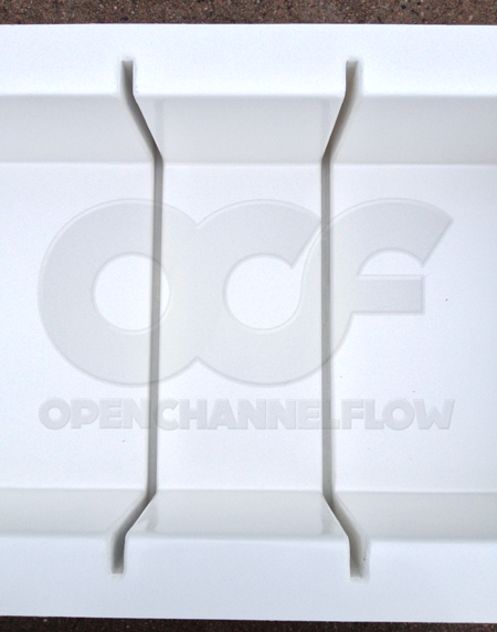 set of removable flow conditioning perforated baffle plates in 0.5-Foot H flume approach section