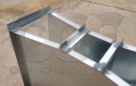 Dimensional angle at the top of a Galvanized Steel Parshall Flume