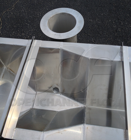 Detached Stilling Well on a Stainless Steel Extra Large 60º V Trapezoidal Flume from Openchannelflow