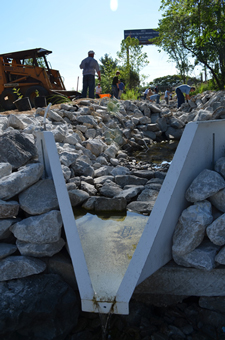 H flume measuring storm water runoff