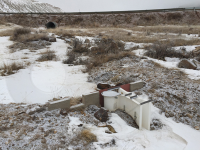 cold weather Parshall flume installed on grade
