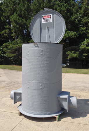 fiberglass packaged metering manhole with factory integrated trapezoidal flume