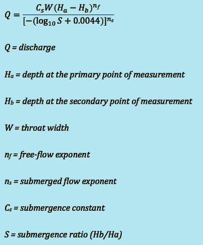 universal equation to correct for submergence in Parshall flumes