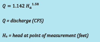 Discharge equation (in CFS) for USGS 3-inch Portable Parshall Flume
