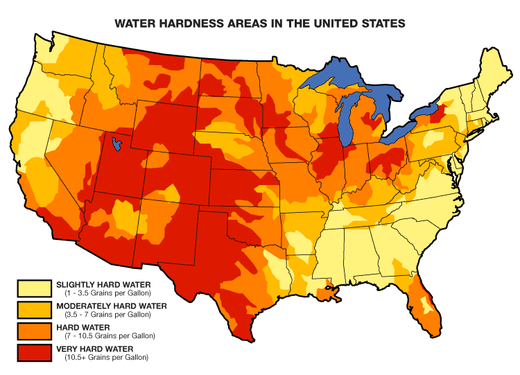 water hardness levels in the US