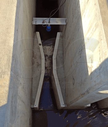 WWTP fiberglass Parshall flume with ultrasonic sensor