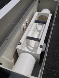 nested Palmer Bowlus flumes in a Redstone fiberglass flume enclosure