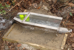 Openchannelflow Stainless Steel H Flume with approach section - inlet stub - staff gauge